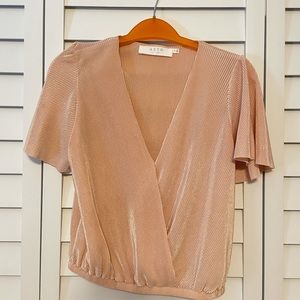 Blush V-neck Blouse with Texture